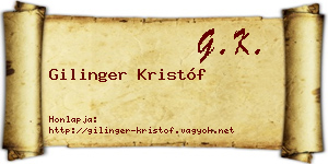 Gilinger Kristóf névjegykártya