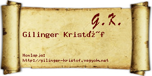Gilinger Kristóf névjegykártya